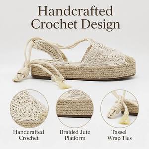 Sandalias de Plataforma con Esparto y Borlas de Macramé Hechas a Mano para Mujer, con Logotipo Personalizado OEM, Calzado de Verano - Product Image 5