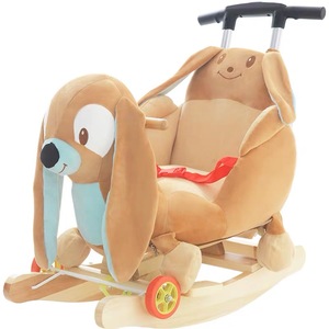 热儿童木质儿童动物造型玩具毛绒摇马 - Product Image 3