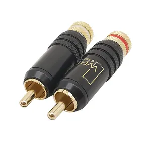 Adaptador de cabo de solda WBT-0144 rca, macho, banhado a ouro, cobre, parafusos, travamento de solda, soquete de cabo de vídeo e áudio, imperdível