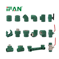 Raccords de tuyauterie PPR vert foncé avec logo personnalisé IFAN, 20-110 mm, service OEM, résistants à la corrosion, matériaux de construction, raccords PPR