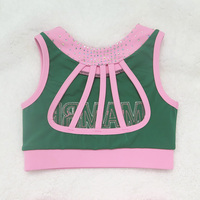 Vente en gros personnalisé Sparkle Rhinestones Cheer and Dance Practice Set-Ensemble haut court sans manches et jupe trapèze pour vêtements d'entraînement pour enfants