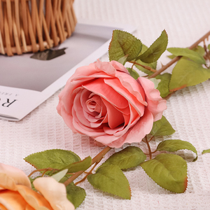 Rosa Artificial de Seda, Tallo Único, Estilo Europeo Vintage, Decoración Floral para Pasillos de Salones de Boda, Decoración del Hogar, Suave - Product Image 4