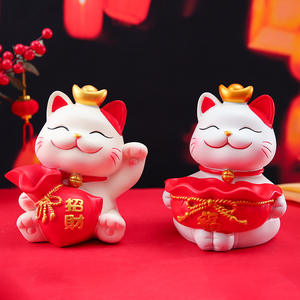 Nuovi arrivi " Attrai Ricchezza e Buona Fortuna "   Tendenza nazionale: portaoggetti a forma di gatto portafortuna, grande composizione floreale, decorazioni per la casa - Product Image 1