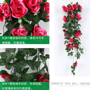 ร้านดอกไม้หลานซินเมิ่ง ดอกกุหลาบประดิษฐ์ ดอกไม้ผ้าไหม สีชมพู สีม่วง สีขาว ตกแต่งผนังภายในบ้าน ตกแต่งงานแต่งงาน ตกแต่งบ้าน - Product Image 2