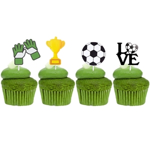 Set di 8 Topper per Cupcake a Tema Sportivo, Pallone da Calcio, Guanti, Trofeo, Decorazioni per Feste di Compleanno, Accessori per Giornate di Calcio - Product Image 3