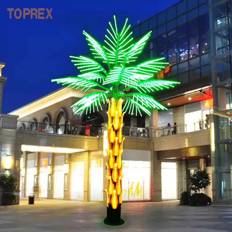 Decoración de palmera artificial para exteriores de 3m de altura con iluminación LED con material de Metal y PVC para uso en interiores y exteriores