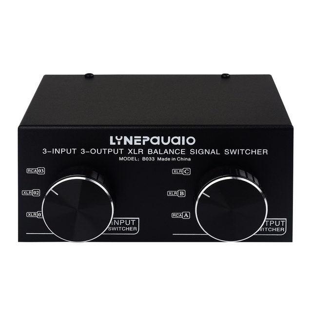 3 Input to 3 Output Fully Balanced XLR Signal Passive Stereo Selector Switcher / Balanced XLR to Unbalanced RCA Audio Converter