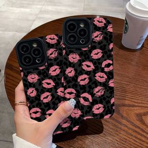 Lady <span class=keywords><strong>Kiss</strong></span> Lips Print Design Black TPU Funda de teléfono a prueba de golpes para iPhone 16 15 14 Pro Max 13 12 11 XS 8 Funda suave - Product Image 5
