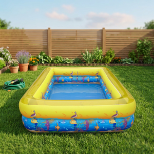 Grande piscine familiale gonflable à thème océan, 2 niveaux, chambres d'air indépendantes, bateau-piscine à imprimé marin bicolore, faible coût - Product Image 5