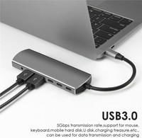 Prix usine 6 en 1Hub 4K HD 100W PD Charge rapide Audio Hub Com 3 Portas USB 2 Ports USB-C Hub 3.5mm Audio