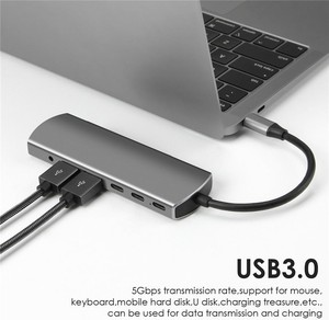 Nhà Máy Giá 6 trong 1hub 4K HD 100W PD nhanh sạc âm thanh <span class=keywords><strong>Hub</strong></span> <span class=keywords><strong>Com</strong></span> 3 portas USB 2 cổng USB-C <span class=keywords><strong>Hub</strong></span> 3.5 mét âm thanh - Product Image 5