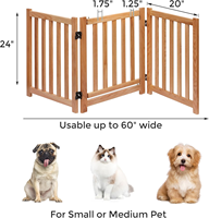 Barrière pour chien moderne - Barrière pour animaux de compagnie en chêne massif de 24 pouces avec porte, style accordéon, pliable et durable, pour escaliers et portes