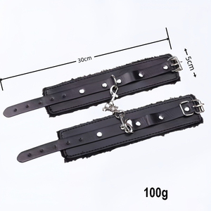 Stock local US - Menottes érotiques SM pour adultes - Menottes en cuir et peluche avec fermoirs métalliques - Jouets de <span class=keywords><strong>bondage</strong></span> pour adultes - Product Image 5