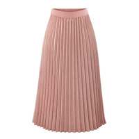 Jupe plissée mi-longue pour femme, taille haute, coupe trapèze, plis couteaux, style bureau, décontractée, vente en gros, personnalisable OEM ODM