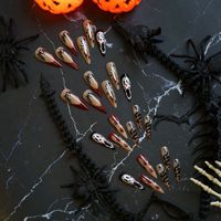 Faux Ongles Gothiques Acryliques Rouge Sang Effet Couteau Serpent Ghostface Longs Stilettos Horreur Halloween pour Femmes Vente en Gros