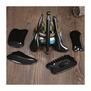 HZ 하이 퀄리티 레드 컬러 핸드 백 다리 바디 보드 빗 모양 건강한 미용 이완 치료 두피 마사지 도구 수지 Gua Sha - Product Image 2