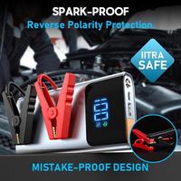 Démarreur de voiture portable avec pinces de sécurité intelligentes, courant de crête 1500A, chargeur de batterie de voiture 10000mAh pour véhicules essence et diesel 12V