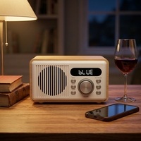 Radio Rumah Kayu FM dengan Speaker Nirkabel BT, Jam Alarm, Timer Tidur, dan Pemutar USB / TF