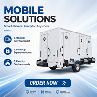 Rimorchio WC Mobile con Grande Serbatoio Acqua Potabile e Serbatoio Rifiuti per Eventi all'Aperto e Uso Commerciale/Campeggio