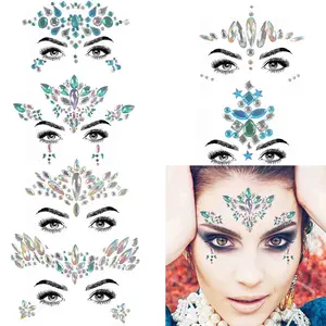 Stiker Sementara Wanita, Eye Glitter Berlian Imitasi Pesta Makeup Tato Wajah Kristal Stiker untuk Wanita Gadis Stick Set