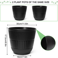 Weicheng Xing Set 2 Pot Bunga Plastik Dekoratif Bergaris Hitam Dekorasi Rumah Taman Dalam & Luar Ruangan Pot & Penanam Bunga