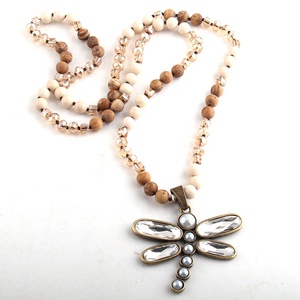 Gioielli Tribali, <span class=keywords><strong>Collana</strong></span> con Gemme Annodate da 8mm in <span class=keywords><strong>Amazzonite</strong></span>, <span class=keywords><strong>Collana</strong></span> con Cristalli e Perle a Forma di Libellula - Product Image 4