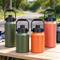 Bouteille d'eau en acier inoxydable de grande capacité, très bien notée, avec poignée robuste pour le camping et les cadeaux de Noël personnalisés