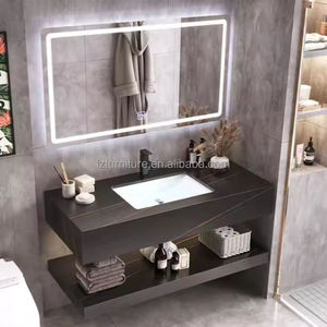 Modern Integrated Metal Steel Wall-Mounted Double Basin Bathroom <b>Vanity</b> Floating Ceramic Sink Dressing <b>Table</b> - Product Image 6