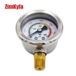 Manómetro de Aire de Doble Rango Zimakyfa con Medidor de Presión de 400 bar/6000 psi, Rosca 1/8NPT, OEM para Estaciones de Servicio y Pulidoras - Product Image 1