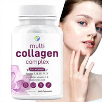 Complément Alimentaire Beauté Multi-Collagène Type I, II, III, V, X Peptides Complex 240 Capsules pour Éclaircissement de la Peau Marque Privée