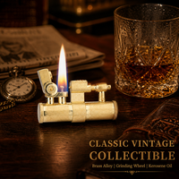 Briquet à kérosène vintage en gros, flamme nue rétro, grand réservoir de carburant, design vieilli, cadeau d'affaires pour hommes
