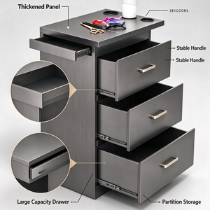 Stainless Steel Salon Trolley Hair Salon Storage Cabinet Barber Shop Tool Cabinet With Multi <b>Drawers</b> And Cup Holders - Product Image 3