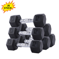 Haltères hexagonaux en caoutchouc Wavar 10 kg, équipement d'entraînement de musculation, haltères en acier de 5 kg en livres, ensembles d'haltères en caoutchouc