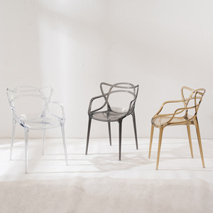 Modern Transparent Plastic Dining Chair With <b>Backrest</b> Nordic Style Minimalist Home Chair Light Luxury Design Adult Use - Product Image 1