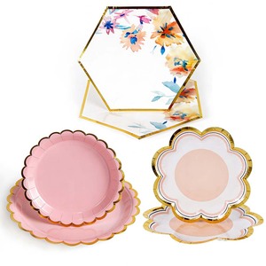 Nouvelles <span class=keywords><strong>assiettes</strong></span> <span class=keywords><strong>jetables</strong></span> en papier écologiques <span class=keywords><strong>de</strong></span> qualité alimentaire pour gâteaux et fêtes d'anniversaire - Product Image 1