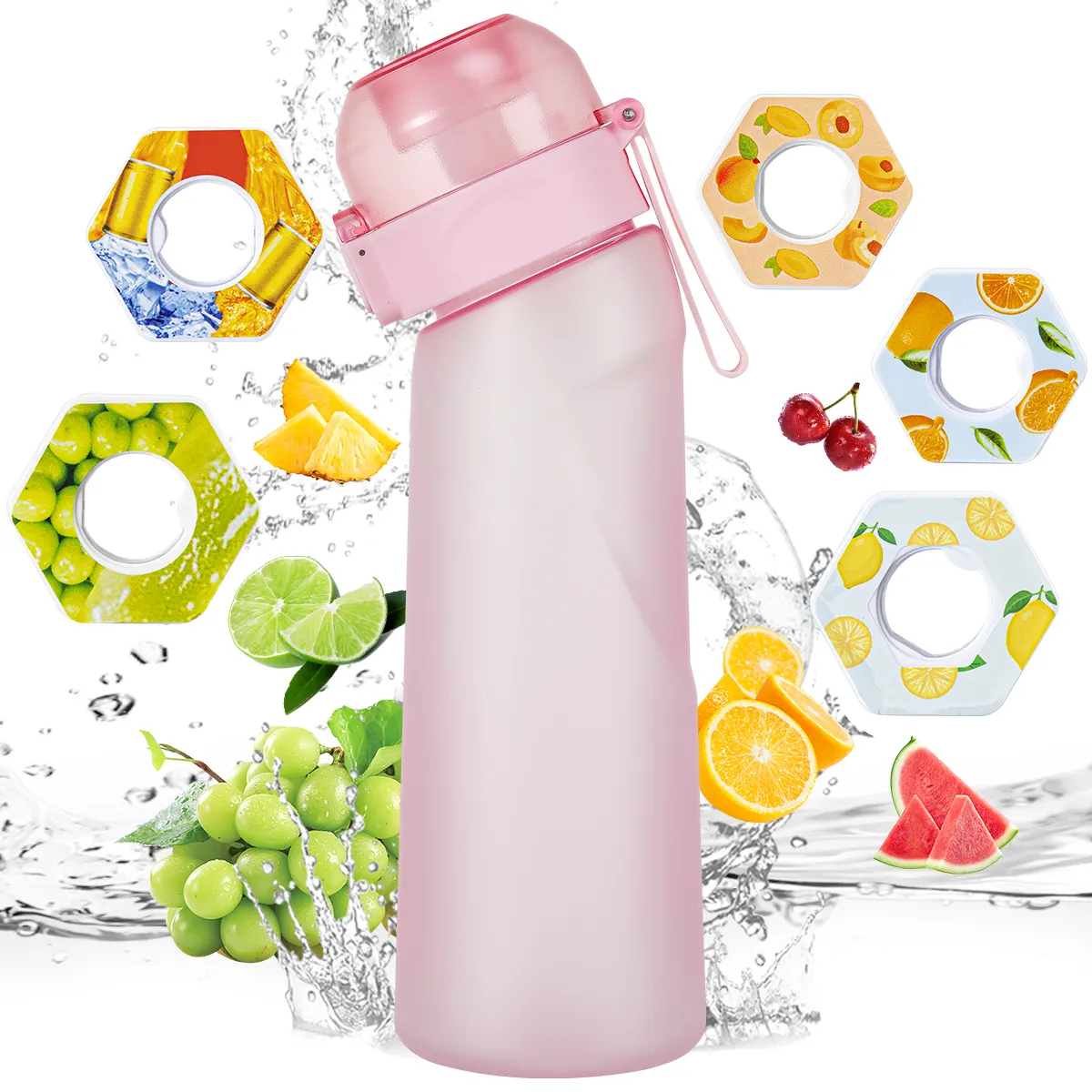 650ml Logo personnalisé sport saveur de fruits boisson tasse sans BPA Air eau bouteille jusqu'à saveur pastèque