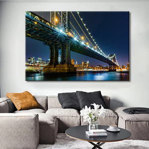 Cuadro con Luces LED, Decoración de Pared Nórdica, Arte para el Hogar, Escena Nocturna Urbana, Pósteres <span class=keywords><strong>Modernos</strong></span>, Impresión en Lienzo - Product Image 2