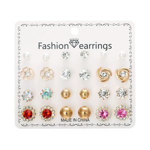 Women Heart Strawberries <b>Stud</b> <b>Earring</b> <b>Set</b> Wholesale 12 Pairs <b>Set</b> Jewelry Flower Rhinestone Pearl <b>Earrings</b> Girls Accessories Cute - Product Image 2
