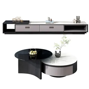 Modern Design Living Room Furniture Nordic Small Media Center Table Marble Coffee Table And TV Cabinet Set