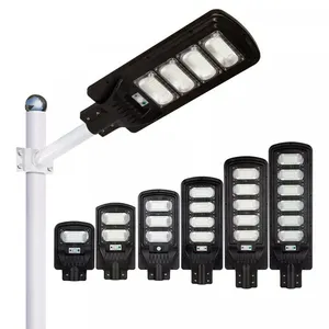 Lampu Jalan Tenaga Surya Hitam 50W 100W 200W dengan Lampu Tinggi IP65 All In One Lampu Led Tenaga Surya Terpadu