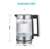 Bouilloire Électrique Portable Sans Fil en Verre Borosilicate Haute Qualité avec Protection Anti-Ébullition à Sec, Contrôle de Température, Utilisation Domestique, Ébullition Rapide