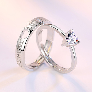 Bague de couple LOYE tendance 2026, édition coréenne, ajustable, en forme de cœur, avec zircon, pour homme et femme - Product Image 2