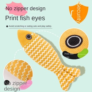 Juguete de hierba gatera de lino completo para gatos, estilo pez de dibujos animados, autoalivio para moler los dientes, suministros físicos ecológicos para gatos - Product Image 3