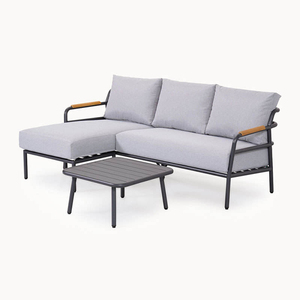 Ensemble <span class=keywords><strong>de</strong></span> <span class=keywords><strong>salon</strong></span> <span class=keywords><strong>de</strong></span> <span class=keywords><strong>jardin</strong></span> <span class=keywords><strong>de</strong></span> luxe en <span class=keywords><strong>aluminium</strong></span> et <span class=keywords><strong>bois</strong></span>, canapé d'angle en forme <span class=keywords><strong>de</strong></span> L, ensemble <span class=keywords><strong>de</strong></span> meubles d'extérieur pour 5 personnes - Product Image 3