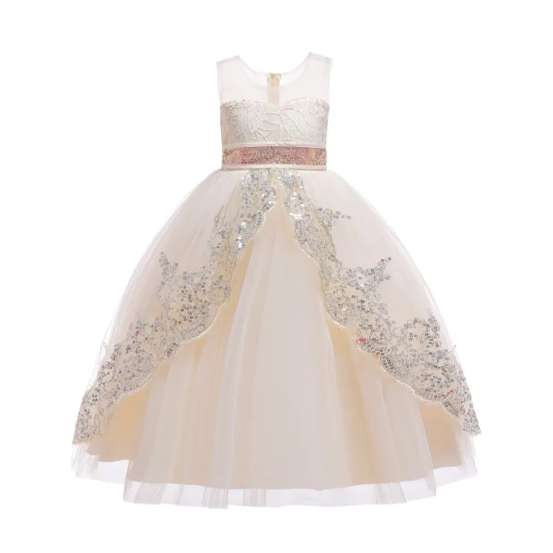 Kinder sehr elegante Geburtstags kleider schöne Spitze Pailletten Sommer Kinder Party kleid für kleine Mädchen 4 bis 14 Jahre alt