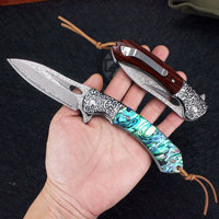 Vaste état vente en gros VG-10 lame en acier damas manche en bois couteau de poche pliant de camping
