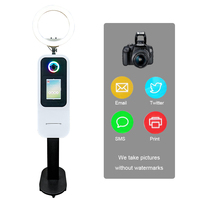 Photo Booth iPad Cetak Instan Layanan Mandiri Gudang USA/CA dengan Printer Terintegrasi, Photo Booth DSLR dengan Lampu RGB untuk Acara Sewa