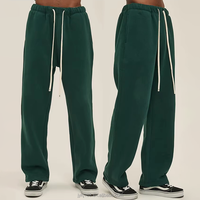 Pantalon de survêtement ample pour homme, taille mi-haute, coupe droite, 100 % coton épais, avec logo personnalisé brodé, vente en gros