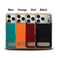Funda de Teléfono Magnética de Cuero Genuino de Lujo Denior con Ranura para Tarjetas y Soporte, Compatible con las Series 17/16/15/14/13