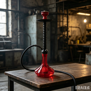 Cachimba Metálica Roja de un Solo Tubo con Manguera Flexible Negra, Accesorio Portátil para Fumar - Product Image 6
